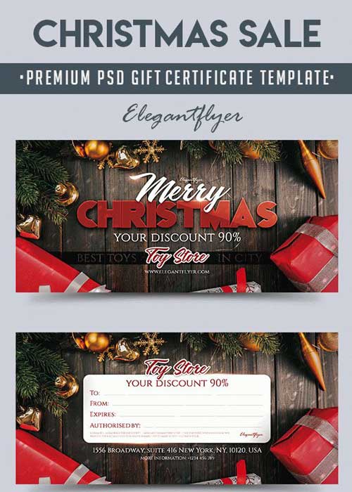 Christmas Sale V2 Premium Gift Certificate PSD Template