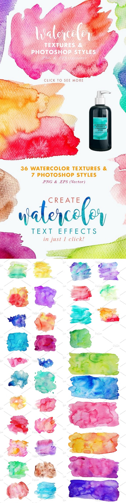 Vector & JPG Watercolor Textures - 1364909