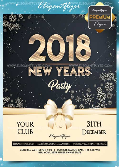 New Year 2017 V18 Flyer PSD Template + Facebook Cover