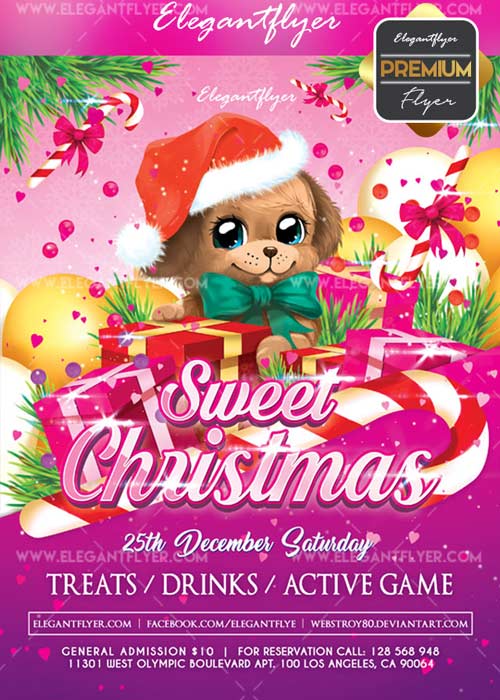 Sweet Christmas V1 2017 Flyer PSD Template + Facebook Cover