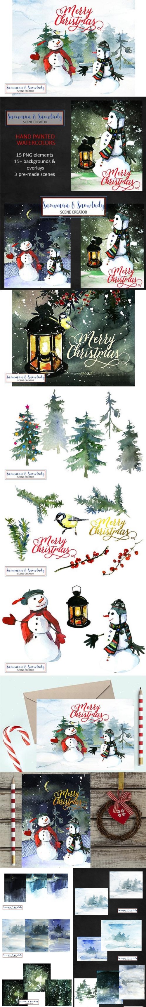 Snowmen Christmas Clipart Collection - 1065520