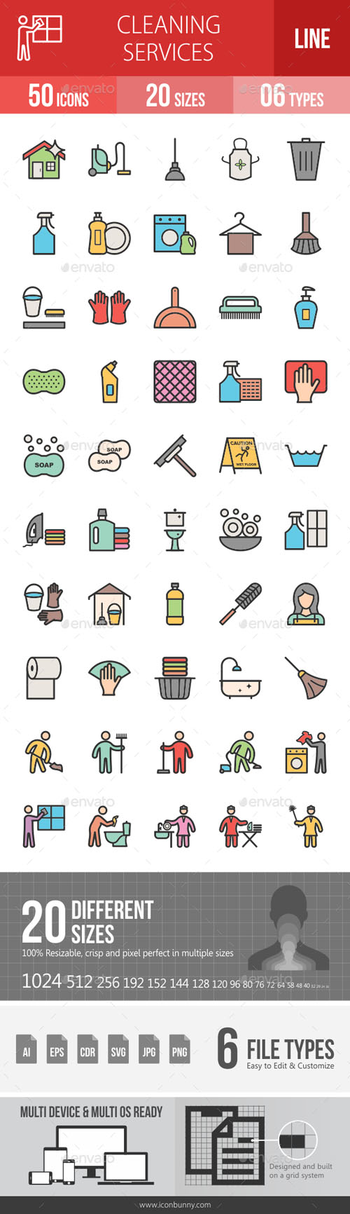 GR - Cleaning Services Line Filled Icons 19267741