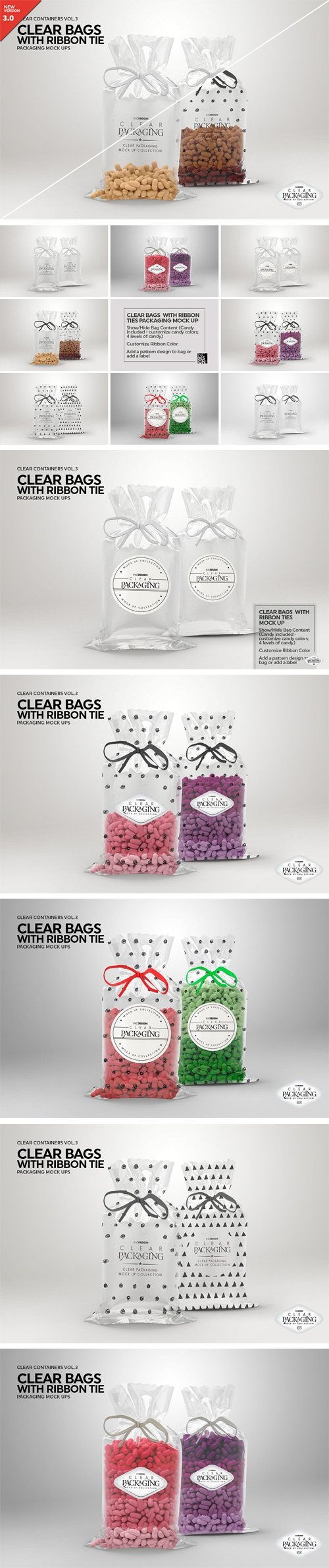 Clear Candy Bags with Ribbon MockUp 2022759