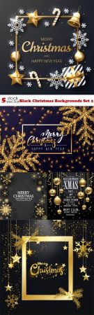 Vectors - Black Christmas Backgrounds Set 2