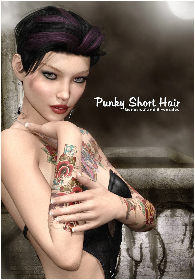 Punky Short Hair for Gen 3 and 8 DazStudio