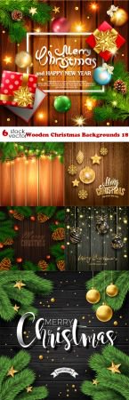 Vectors - Wooden Christmas Backgrounds 18