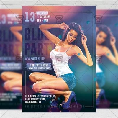 Club A5 Template - Blue Party Flyer