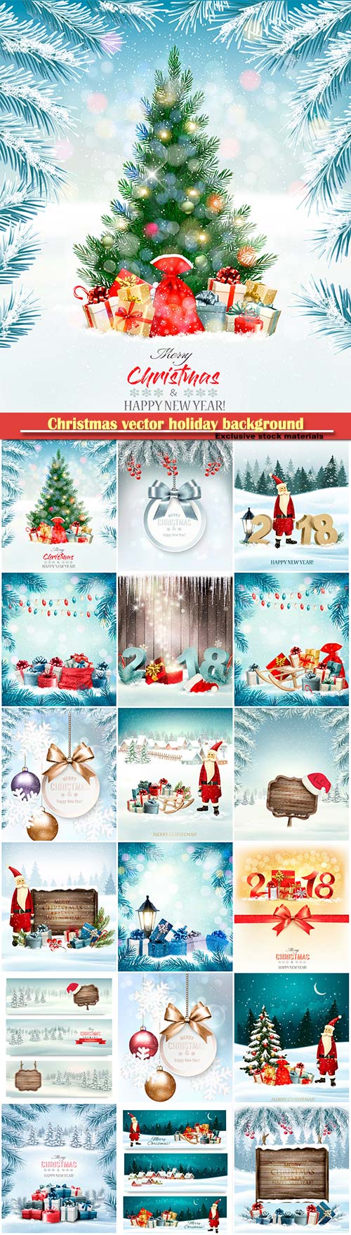 Christmas vector holiday background with presents and garland, holiday back ...